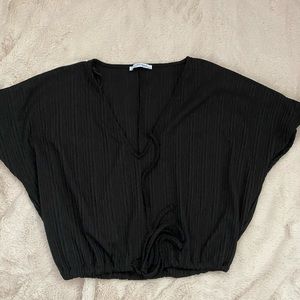 Zara deep vneck black crop top